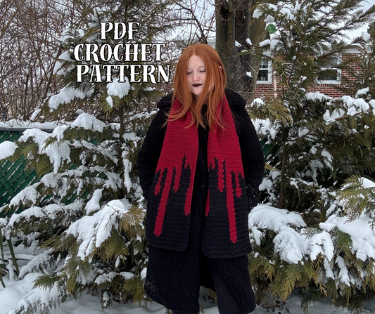 Blood Drip Scarf PDF Crochet Pattern