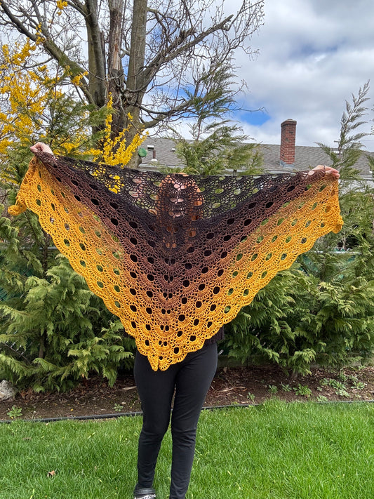 [READY TO SHIP] Black to Yellow Virus Shawl