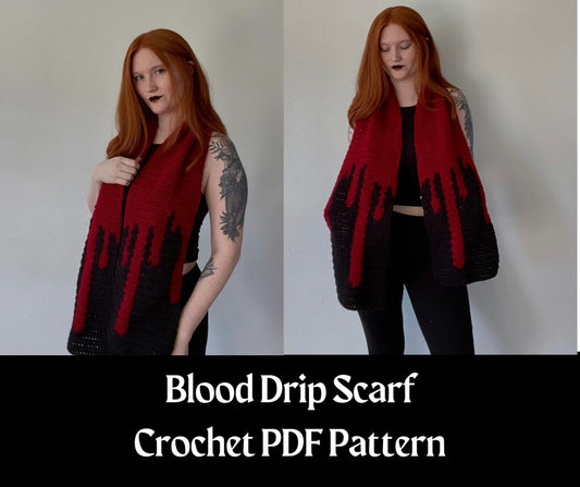 Blood Drip Scarf PDF Crochet Pattern